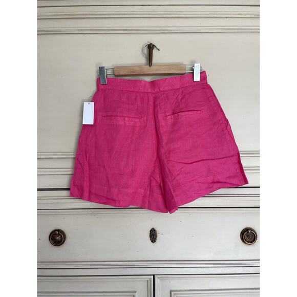 Equipment Sylvette Hot Pink 100% Linen Shorts Size 6 NWT $250 High Rise - Picture 9 of 12